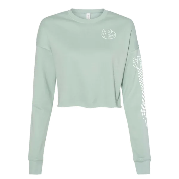 VP Racing Checkered Cropped Dusty Blue Sweater — Small / Dusty Blue