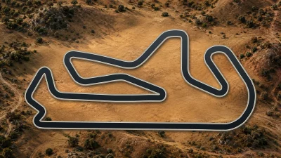 Stylized 3D plan of the Autódromo Internacional do Algarve circuit at Portimão